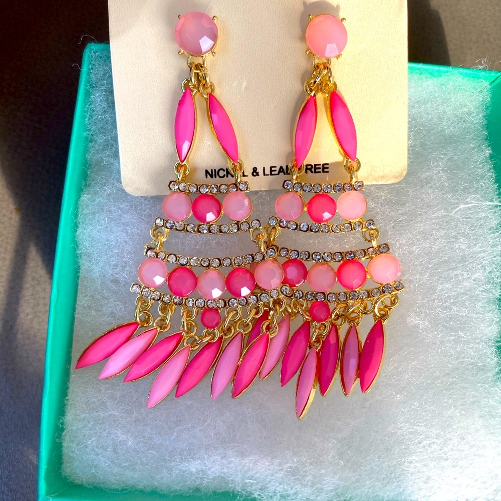 Bohemian Pink Rhinestone hippie Earrings